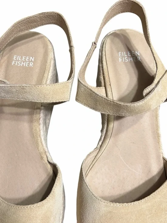 Eileen Fisher Tan Suede Espadrille Slingback Wedge - Picture 4 of 10